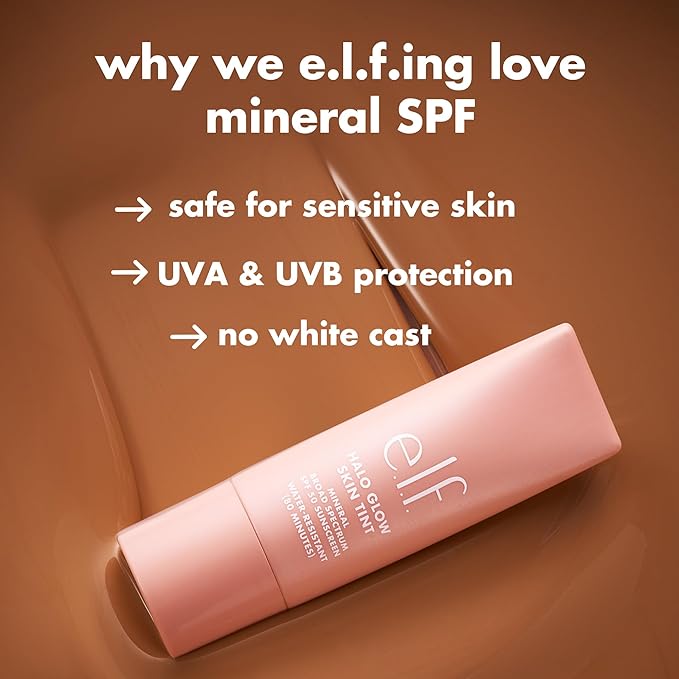 e.l.f. Halo Glow Skin Tint SPF 50, Tinted Moisturizer For Light, Buildable Coverage, Creates A Natural Glow, Vegan & Cruelty-Free, 3 Fair Cool