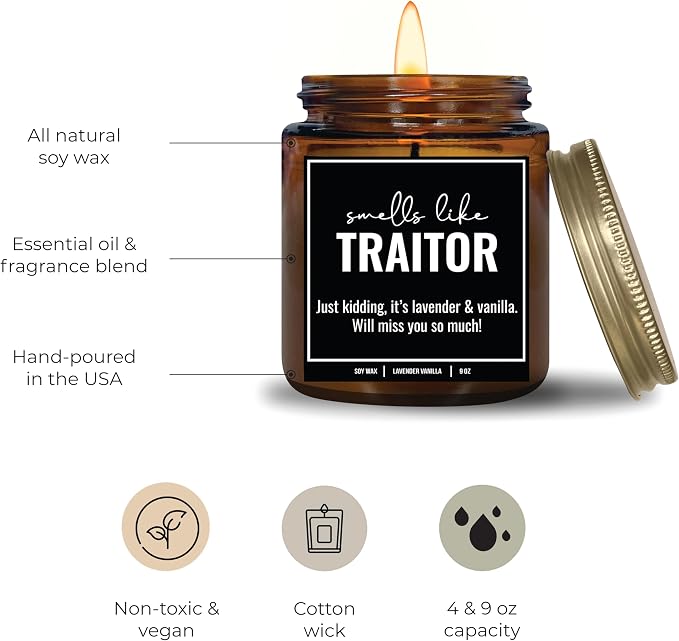 You Nique Designs New Job Candle for Women, 9 Ounces, Going Away Gifts for Coworker, Coworker Leaving Candle for Women, Farewell, Goodbye, All Natural Soy Aromatherapy Candles (Lavender & Vanilla A)