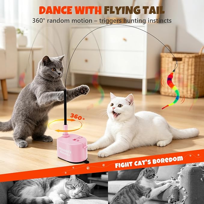 Interactive Cat Toys For Indoor Cats, 360° Flying Automatic Cat Toy, Pink