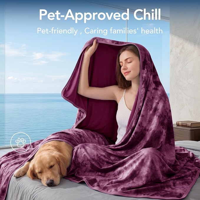 Cooling Blanket Throw 50"x70" for Hot Sleepers | Cold Summer Soft Blanket for Bed Couch and Travel Absorbs Heat Q-Max>0.35 Cool Lightweight Throw for Night Sweats Menopause