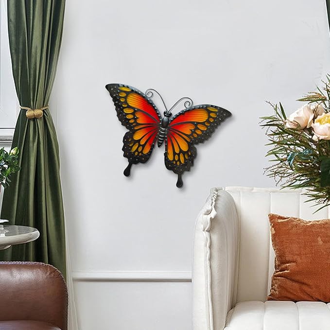 LIFFY Butterfly Wall Decor Butterfly Garden Ornaments Outdoor Indoor Metal Wall Art Decor Home Decorative Hanging Decorations for Room Yard Fence