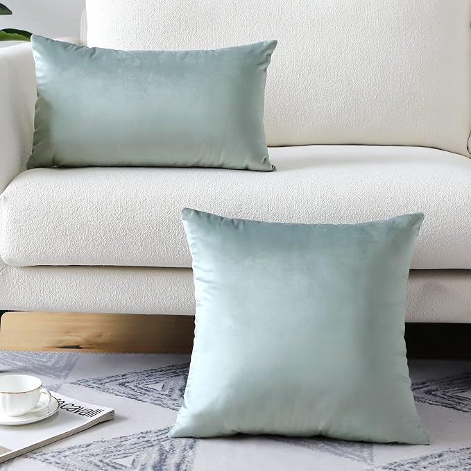 Artscope Luxury Velvet Pillow Covers 30x50cm Super Soft Decorative Square Throw Pillow Covers Case Cushion Covers for Sofa Couch Bedroom Car Decor 12x20 Inch Light Grey