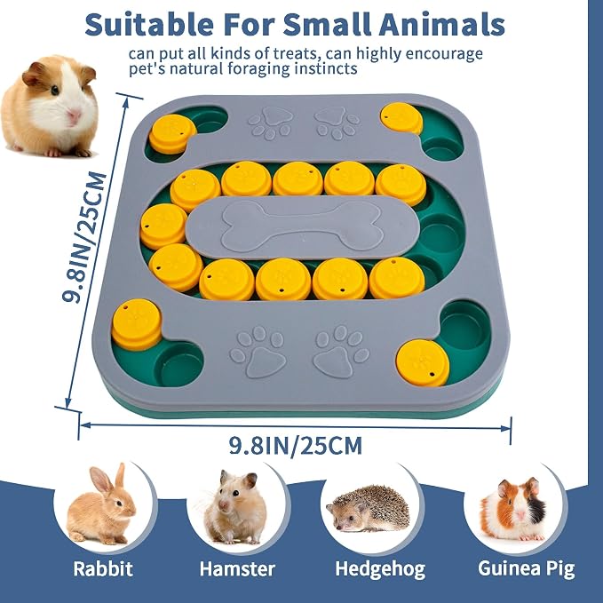 Guinea Pig Foraging Treat Puzzle Box, Large Rabbit Hide Treats Snuffle Box Bunny Toys, 4 in 1 Interactive Treat Dispenser for Rabbits, Bunny, Guinea Pig, Dog Mental Stimulation