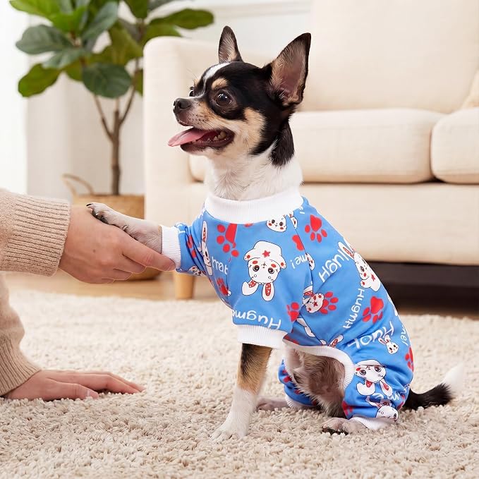 XPUDAC 4 Pieces Dog Pajamas for Small Dogs Pjs Clothes Puppy Onesies for Doggie Duck Shirts Sleeper for Pet Cats Jammies-M