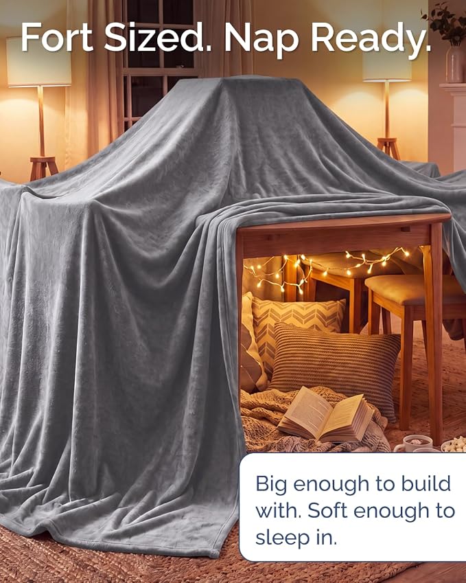 Ultra Soft Fleece Blanket Oversized King Size - Flannel Fleece Luxury Blanket - Lightweight for Couch Bed Chair - Thick, Warm and Breathable - All Season Cozy, Dark Grey