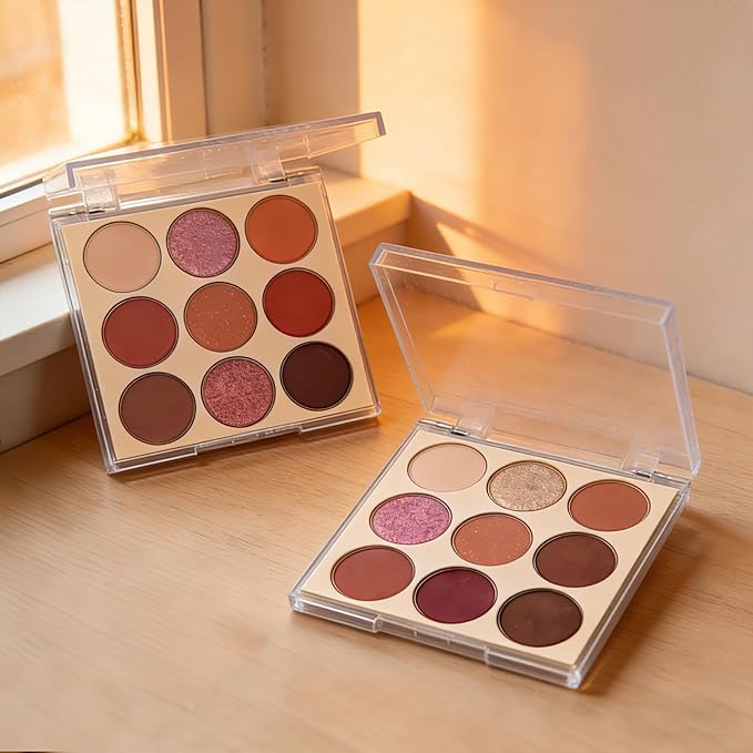 9 Colors Shimmer Eyeshadow Makeup Palette, Matte Nude Neutral Eye Shadow Palettes, Highly Pigmented Long Lasting Waterproof Blendable, sombras para ojos Pink Purple Brown Plum Eyeshadow