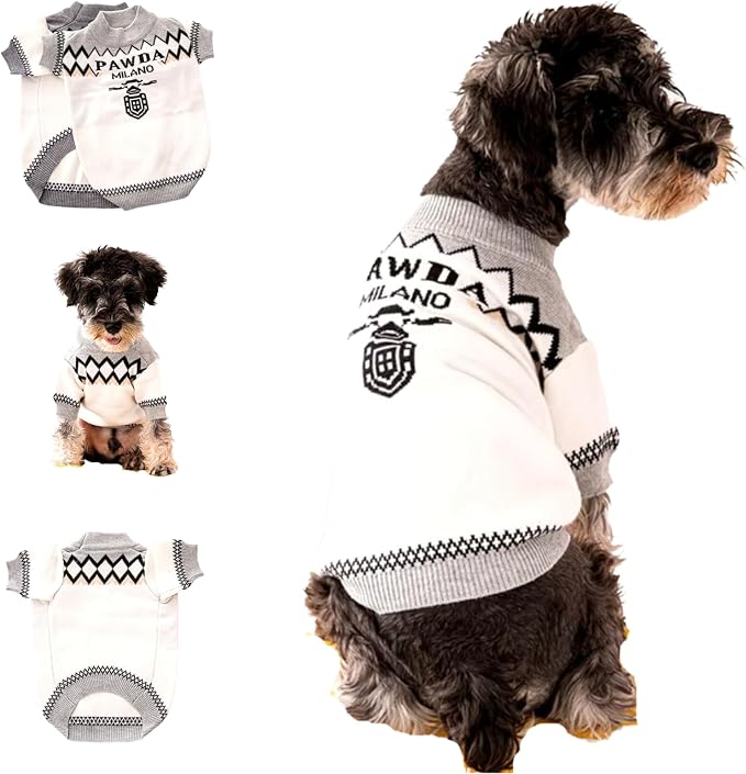 Dog Sweater for Small Dogs, Designer Dog Clothes, Luxury Pawda, Soft Knit | Designer dog clothes for small dogs with soft knit comfort, luxury styling and easy pullover fit for Yorkies in cold weather.