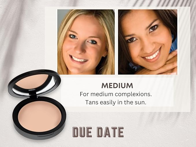 Mineral Dual Powder - 4-in-1 Pressed Mineral Foundation with SPF 15 for Flawless Glow - Oil-Free, Talc-Free, Gluten-Free, 0.45 oz (Due Date - Medium) by Mommy Makeup