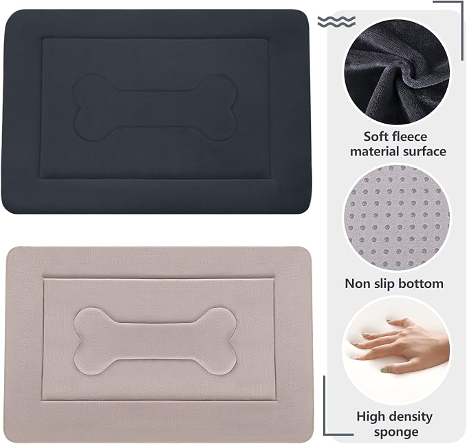 Large Dog Bed Soft Dog Crate Pad Mat, 42 in Non-Slip Bottom Washable Dog Sleeping Mattress Pet Beds Cat Bed Kennel Pad, Dark Blue Gray