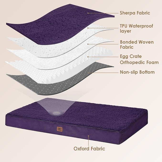 EHEYCIGA Orthopedic Dog Bed Extra Large with Removable Washable Cover, 47IN | Egg Crate Foam Support, Durable Oxford fabric, Non-Slip Bottom, Machine Washable, Soft Waterproof Plush Pet Bed Mat For Crate