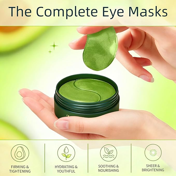 Under Eye Patches – 60 PCS Avocado Eye Patches for PUFFY EYES and DARK CIRCLES, Collagen Eye Patches,Hydrating & Moisturizing Eye Patches for Women,Reduce LINES and WRINKLES.