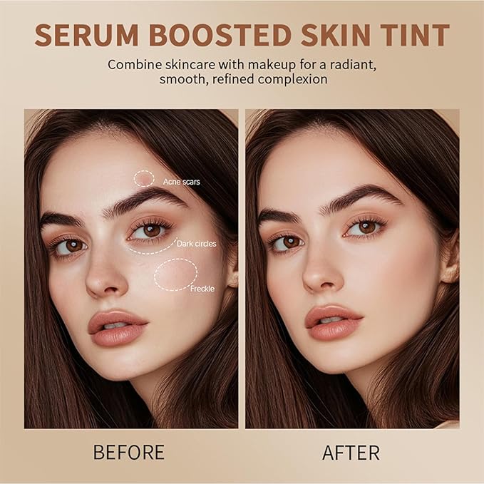 Beauty Balm Serum Boosted Skin Tint with Brush– Lightweight Essence Tinted Foundation Stick for Flawless Sheer to Full Coverage, Natural & Breathable Contour Stick for Face Makeup (#04)
