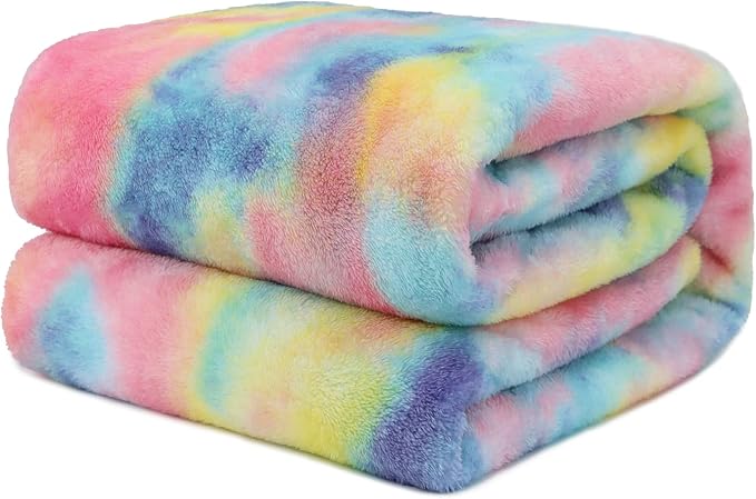Colorful Fleece Blanket, Plush Cozy Throw Blanket for Couch and Bed, Luxury Soft Fuzzy Microfiber Cover, Warm Lightweight Comfort Blanket for Home Decor, Mothers Day Birthday Gifts for Women Mom