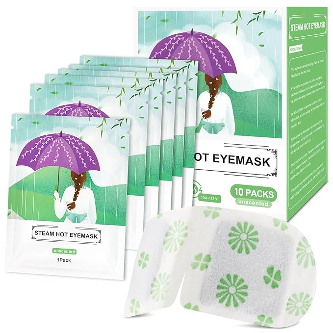 10 Packs Steam Eye Masks Unscented Heated Eye Mask Self Heating for Eyes, Disposable Warming Eye Mask for Sleep, Unscented Scent Eye Steam Mask for Spa/Travel& Relaxation Gifts for Women