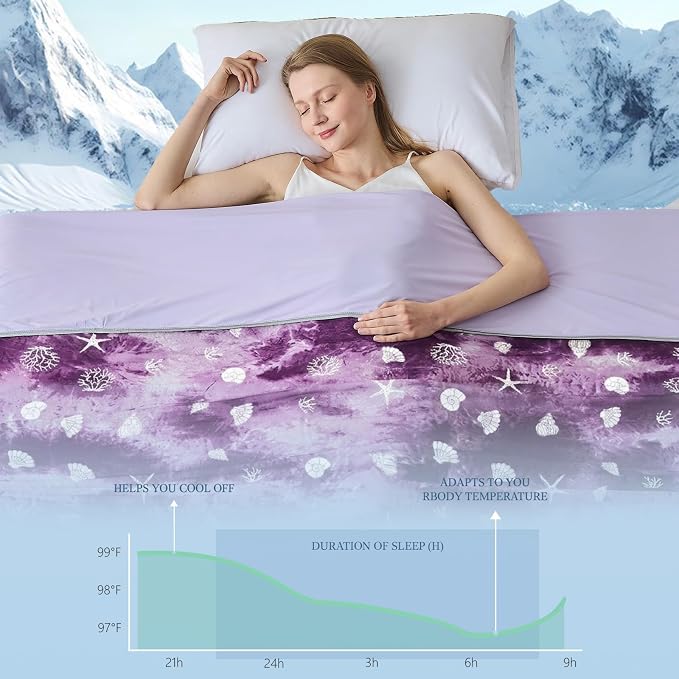 Cooling Blanket King Size (90"x108"), Double Sided Ice Cold Blanket for Hot Sleepers, Transfer Heat to Keep Cool, Soft Lightweight for Night Sweats, Bed & Couch, Ocean Design