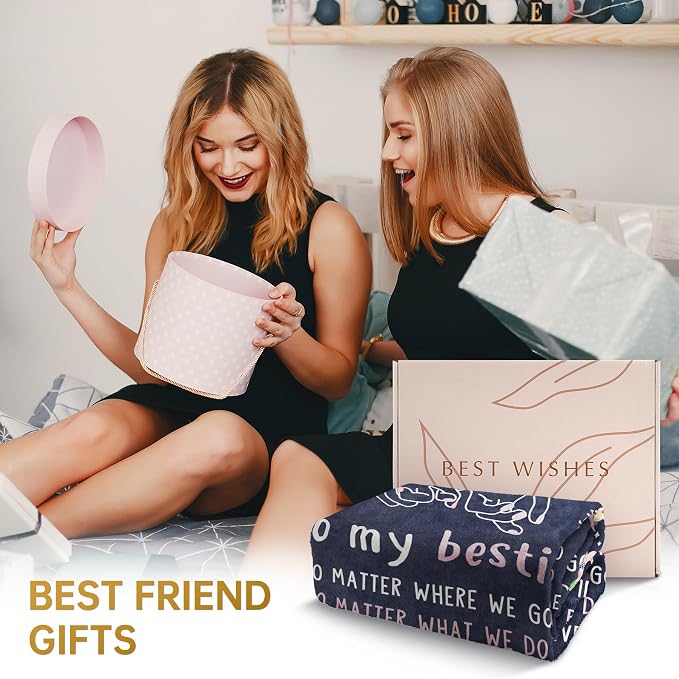 Best Friend Birthday Gifts for Women, Bestie Blanket Blue, 60" x 50" | Friendship Gifts for Women, Best Friend Blanket Gift, to My Bestie Flannel Throw Blanket for Christmas