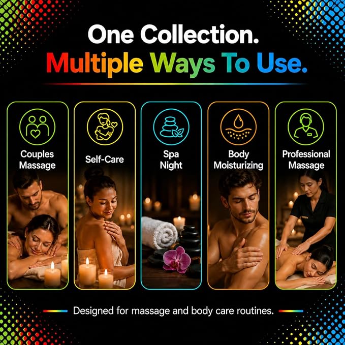 XOXO - 8 Piece Flavoured Body Massage Oils Set - Natural Pleasant Aroma for Men & Women - Quality Assurance, Nourishing & Moisturizing - 240ML/8.11 FL Oz - By Dude’s Love