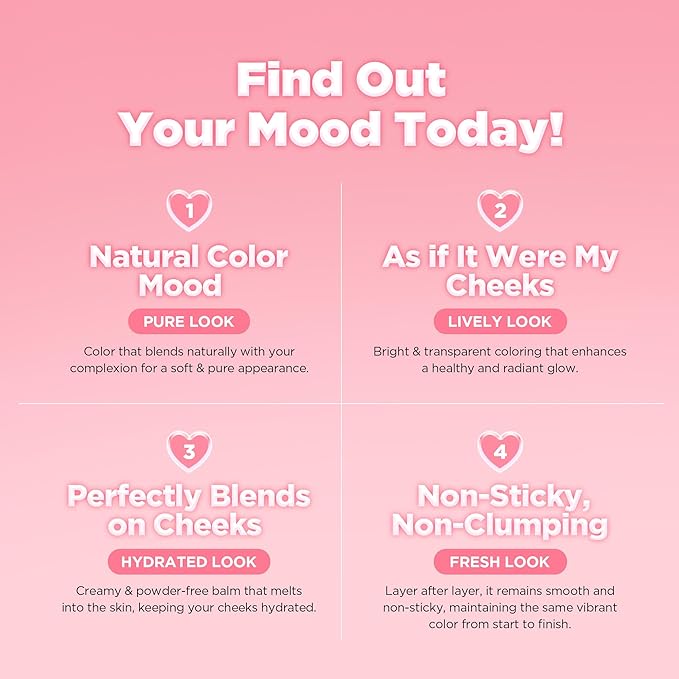 lilybyred Luv Beam Cheek Balm | Heart-Shaped Korean Cream Blush, Semi-Matte Finish, Long-Lasting, Blendable & Buildable, Soft Creamy Texture, Lightweight, Natural Flush, 0.12 oz. (14 Rosy Beam)