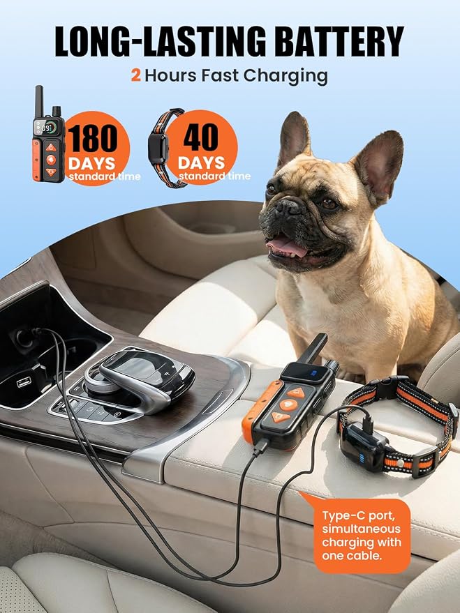 2-in-1 Dog Bark Collar & Shock Collar, IPX7 Waterproof E Collars with AI Anti-Bark/Beep/Vibration/Shock/no Shock for Small Medium Large Dog(5-120Lbs), Dog Training Collar with 3300FT Remote