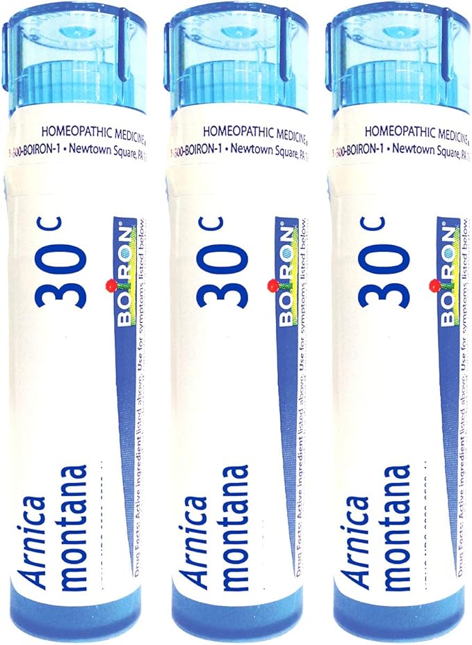 Boiron Arnica Montana 30c Pack of 3 & Belladonna 30C Fever Medicine Homeopathic Pellets