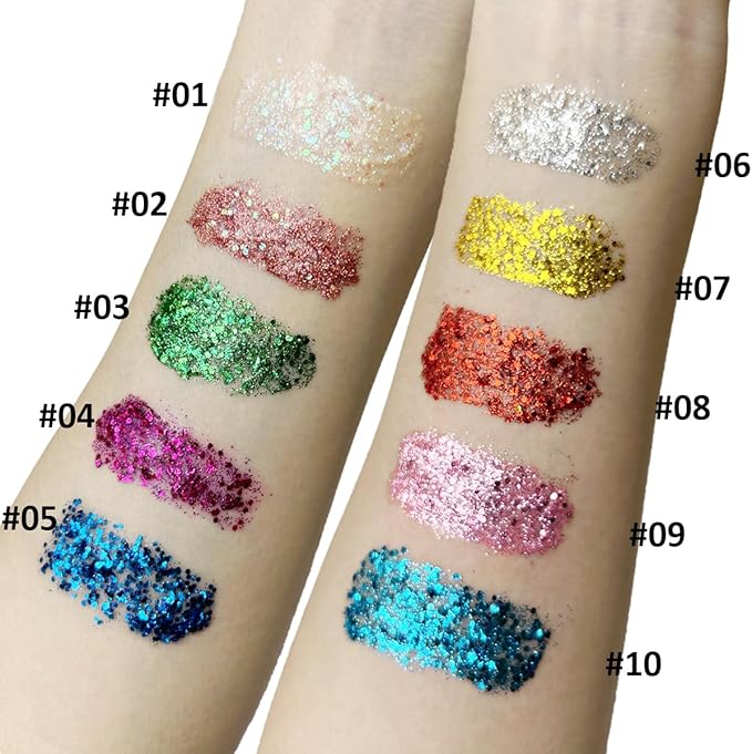 Mysense Silver Body Glitter Gel, Singer Concerts Glitter Makeup, Music Festival Rave Face Eye Hair Accessories, Chunky Glitter Mermaid Sequins, Sparkling Paint for Women, 30g