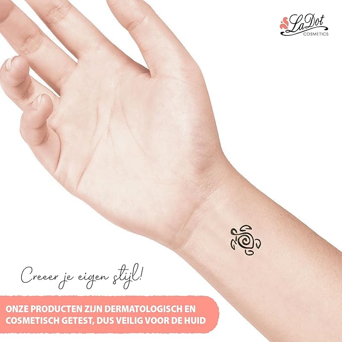 LaDot Temporary Tattoo Stamp– Easy-to-Use Reusable Ceramic Skin Stamp for Creating Custom Temporary Tattoos – Fun Body Art Tool for Parties, Events, and Festivals (Turtle, Small)