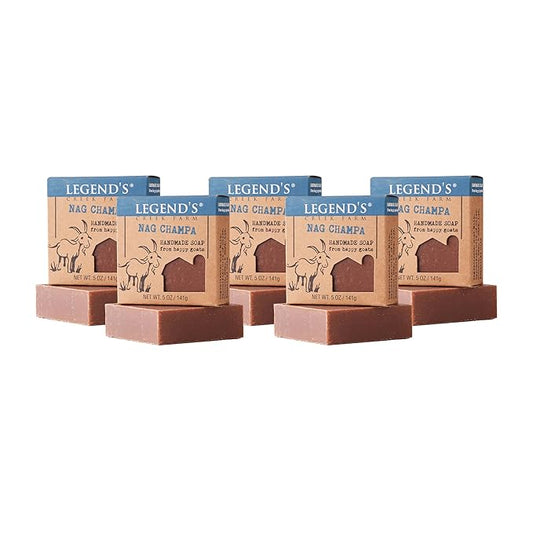 Legend's Creek Farm Goat Milk Soap - Cleansing Moisturizing Bar for Hands and Body - 5 Oz Creamy Lather, Nourishing, Gentle Natural Soap for Sensitive Skin (Nag Champa, Pack of 5)