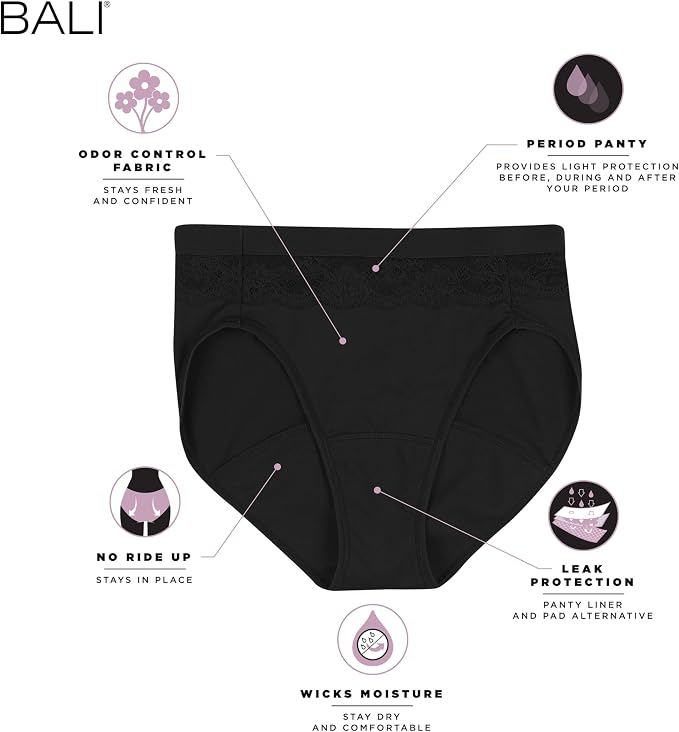 Bali Women's Period Underwear Brief, Beautifully Confident Hi Cut Period Underwear, Period Panties, Light Protection