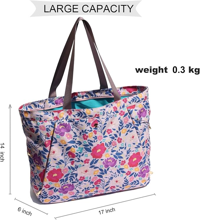 ESVAN Yoga Tote Bag for Women Drawstring Canvas Shoulder Bags for Workout Travel Carryall Pilates Gym and Beach