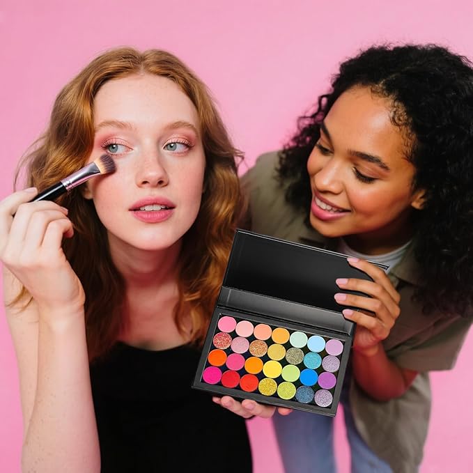 Strong 4 Layers Empty Magnetic Palette Book Palette+1pcs Makeup Depotting Spatula+50pcs Round Metal Stickers+50pcs Square Metal Stickers