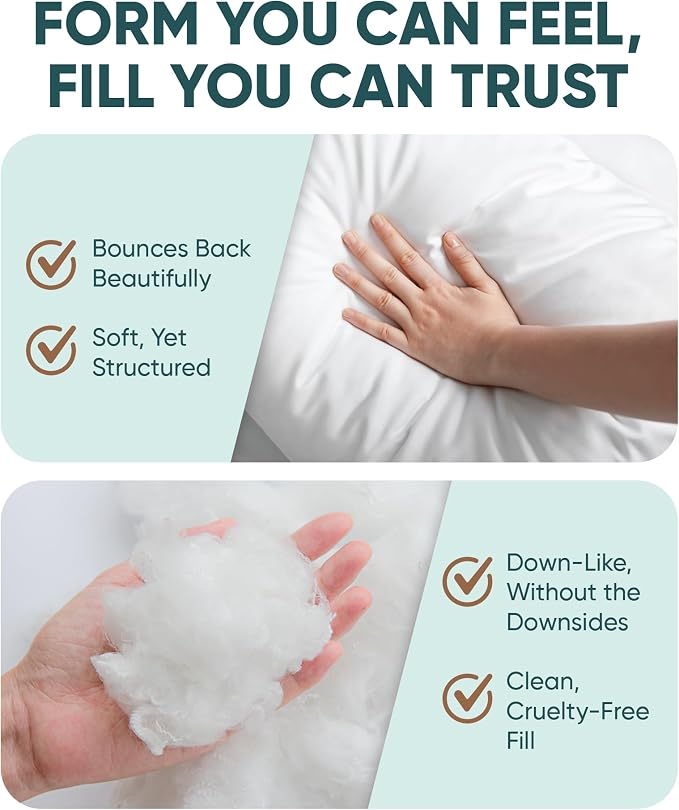 Pillowflex Synthetic Down Pillow Insert 20x20 in - Karate Chop Pillow | Large Square Sham Form, Plush Polyester Cotton Blend, Cloud-Like Comfort, Clump-Resistant Fill, Smooth Elegant Finish