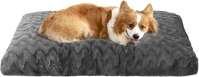 EHEYCIGA Washable Large Dog Bed for Crate, 35x23 Inch Pet Bed, Charcoal | Soft Dog Crate Bed, Plush and Comfy Kennel Pad, Deluxe Sleeping Mattress for Dogs Up to 45 lbs