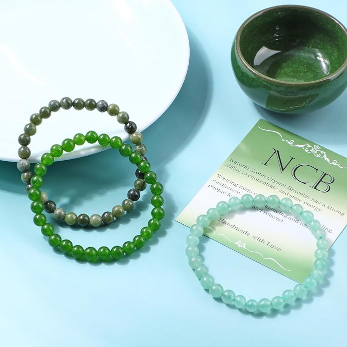 NCB 2.3-Piece 4mm Natural Crystal Gemstone Stretch Bracelets – Handmade Reiki Energy Healing Jewelry for Meditation,Yoga, Unisex
