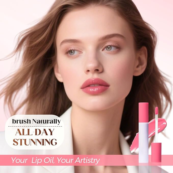 Lips Staining Lip Oil, 2026 New Lip Tint Lips Oil Long-Lasting Moisturizing, Plumping Hydrating Glossy Lip Glosses, Glossy Lip Stain Creamy Texture for Girl and Women (LUCKY LOTUS)