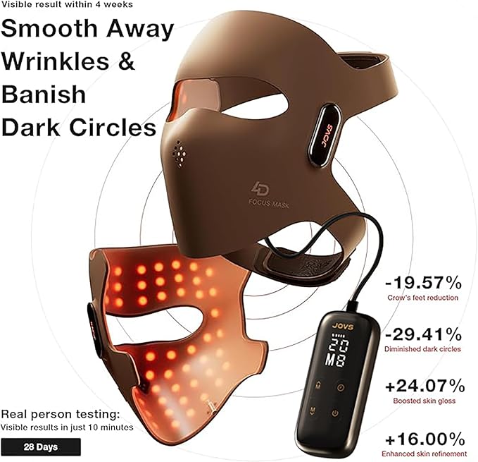 JOVS 4D Laser Light Therapy Mask, Red Light Therapy Mask for Face with FPT Technology, 4 Long Light Waves for Deep Anti-Aging and Wrinkle Reduction, 6× More Powerful than LED Laser Tech