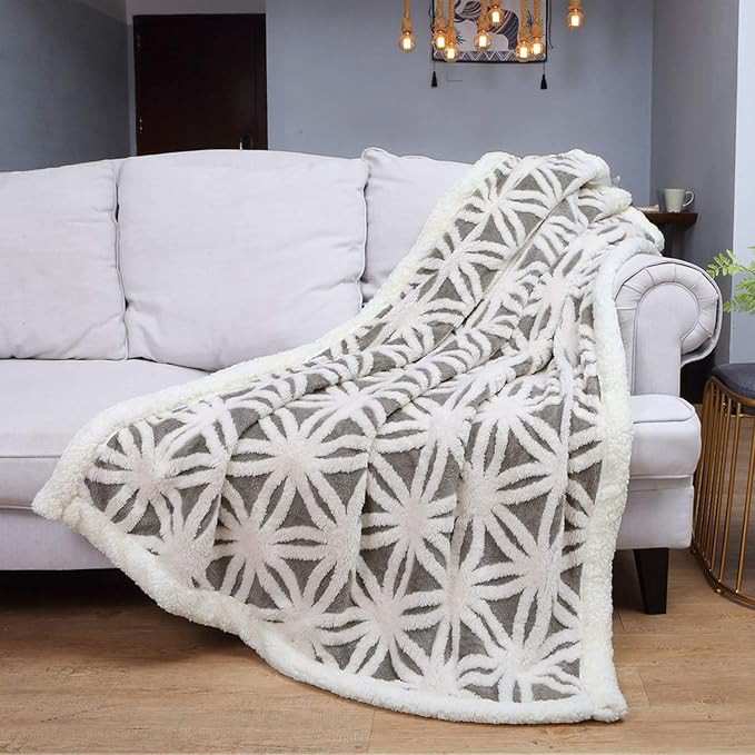 LOMAO Sherpa Fleece Blanket Gifts for Mom Dad Cozy Soft Throw Blanket for Women Men Birthday Gifts Dual Sided Couch Sofa Bed Blanket (Grey,51x63)