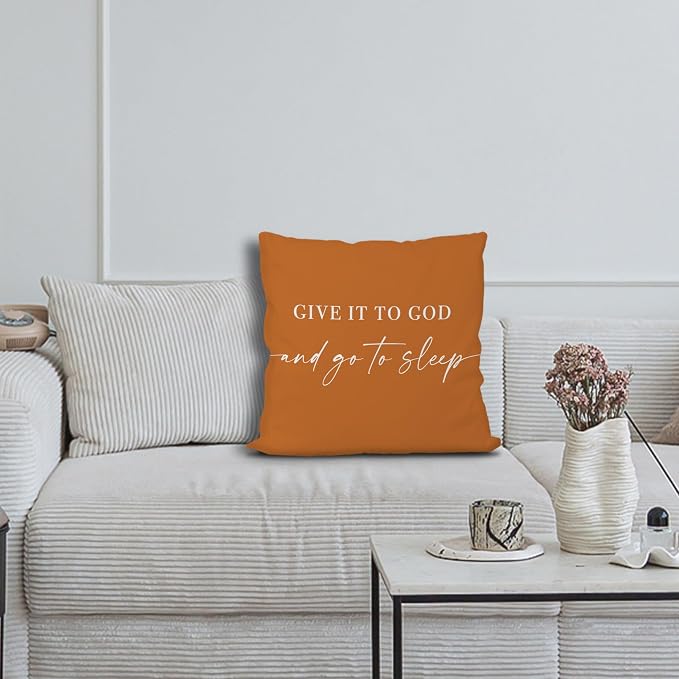Give It to God and Go to Sleep, Decorative Pillows Cover for Bed, Throw Pillows Cover for Bed,18x18 Inch Pillow Case,Decorative Bed Pillows Cover for Bedroom Room(18x18,croci)