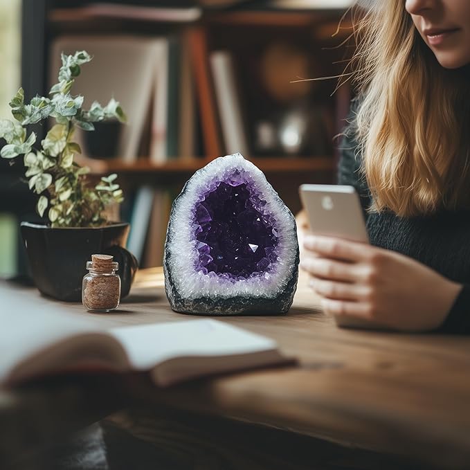 Amethyst Crystal (Approx. 0.882 lb–1.1lb, 3.15”–3.25”) Raw Amethyst Cluster Healing Crystals and Stones Reiki Chakra Tower Purple Quartz Geode for Spiritual Decor Crafts Protection