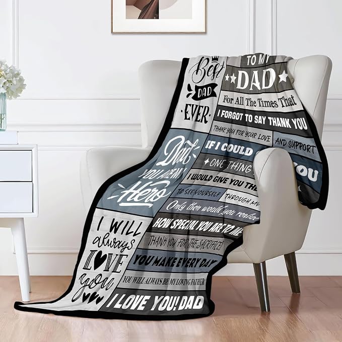 Birthday Gift for Dad from Daughter or Son - to My Dad Blanket 50"x60" | Soft and Cozy Keepsake Blanket Thoughtful Gift on Christmas Valentines Day Fathers Day Birthday