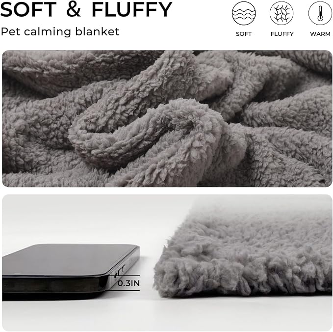 1 Pack 3 Calming Blankets Fluffy Premium Fleece Pet Blanket Soft Sherpa Throw for Dog Puppy Cat Grey Medium (30“x20'') | Fluffy Throw Blanket Washeble for Crate Bed Couch Indoor. Cozy Pet Blanket, Puppy Essentials Dog gift,Grey1,Medium
