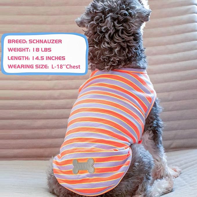KYEESE 2Pack Cotton Dog Shirt for Large Dogs Soft Striped Tank Top | Reflective for Safety, Lightweight & Breathable, Gentle on Sensitive Skin, Stretchy & Free to Move, Comfortable Daily Wear