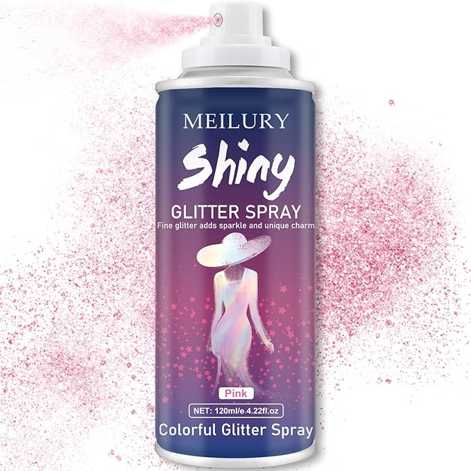 Halloween Hair and Body Glitter Spray, Holographic Glitter Highlighter Powder, Hairspray for Clothes, Face Body Shiny Glitter, Loose Shimmer Hairspray Festival Rave Prom Accessories