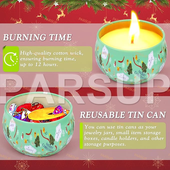 12 Pack Christmas Scented Candles, 2.5OZ Jar Candles, 12 Christmas Fragrances Scented Candle Set for Women, 12 Hour Burning Time, Candle Gift for Mom, Grandma, Teacher, Coworks
