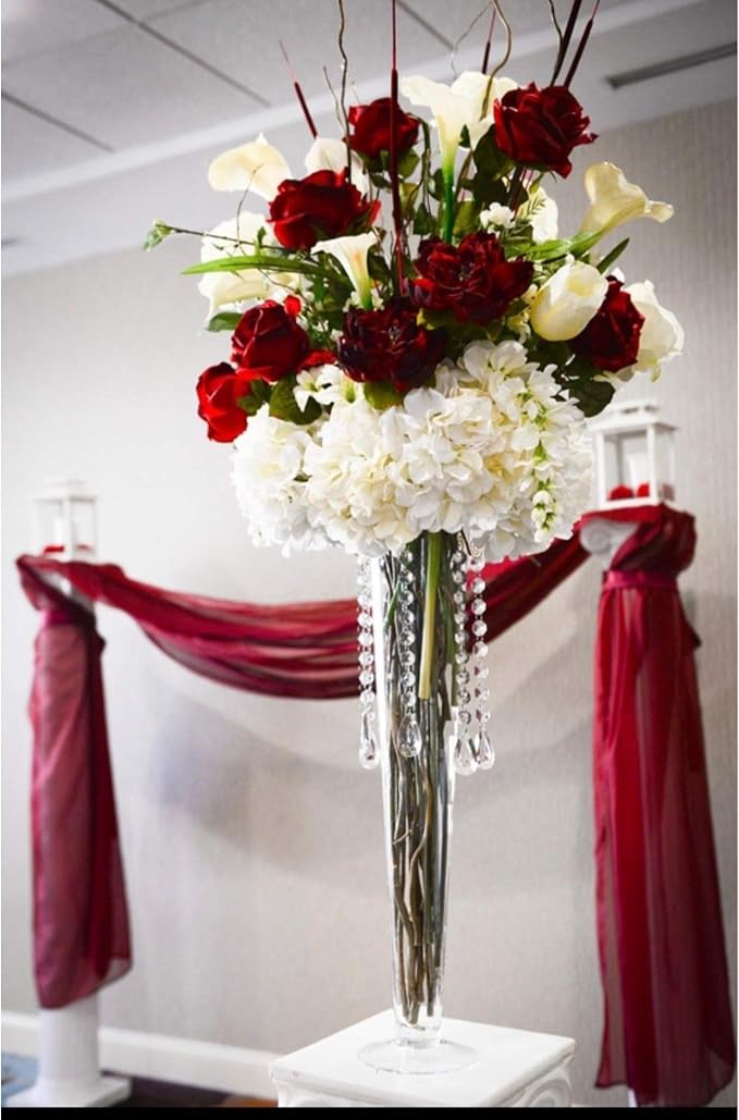 WGV Trumpet Glass Vase, Open 4", Height 20", (Multiple Sizes Choices) Clear Tall Pilsner Floral Planter Container Centerpiece, Wedding Event Home Decor, 1 Piece (VTV0420)