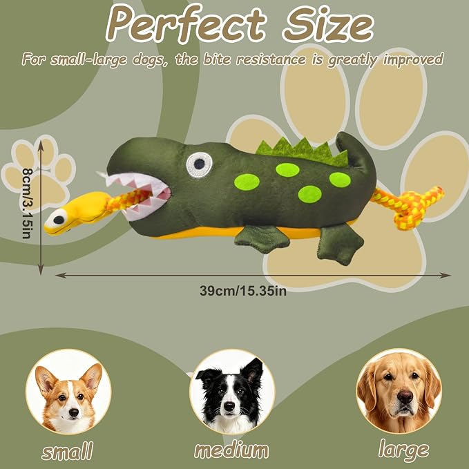 Durable Squeaky Plush Rope Dog Tug Toy for Large Aggressive Chewers