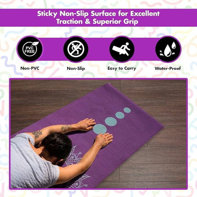 HOME ARCHIVE Premium Yoga Mat 6mm Print Reversible Extra Thick and Large Non Slip Exercise & Fitness Mat for All Types of Yoga Pilates & Floor Workouts (78" x 24" x 6mm Thick)