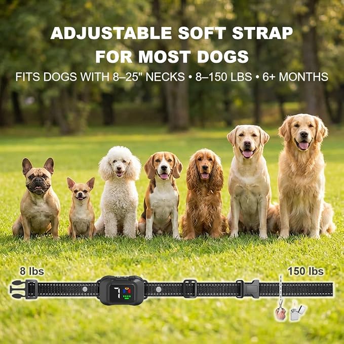 Ultrasonic Dog Bark Collar, No Shock, Humane Bark Control with 6 Training Modes & 7 Sensitivity Levels, Sound & Vibration, Rechargeable & Waterproof, for Small Medium Large Dogs