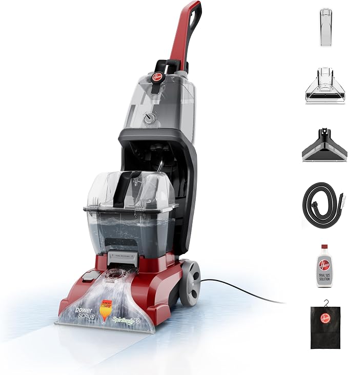 Hoover PowerScrub Deluxe Carpet Cleaner Machine, Pet & Upholstery Tools | Deep Cleaning Carpet Shampooer Machine, SpinScrub Brushes, HeatForce Drying, Pair with Hoover Carpet Cleaner Solution