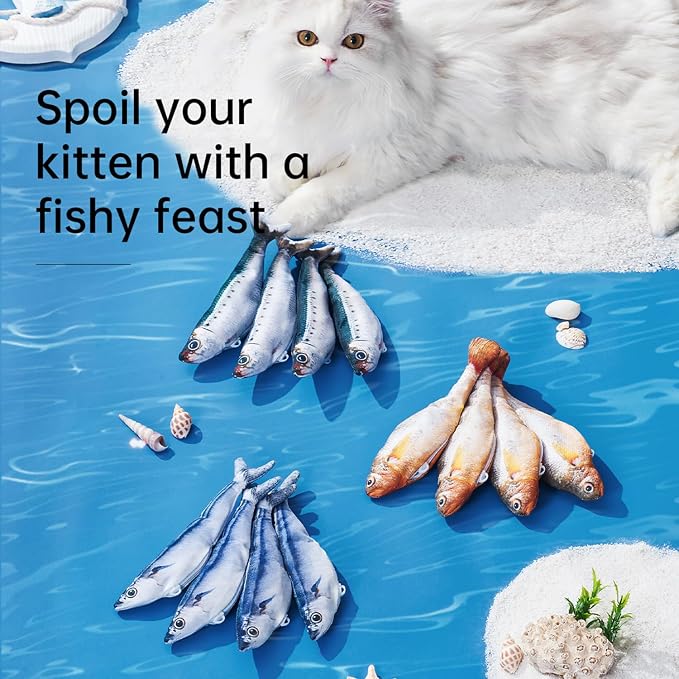 2 Pack Floppy Fish Cat Toys with Catnip, Rechargeable Flopping Fish Toy