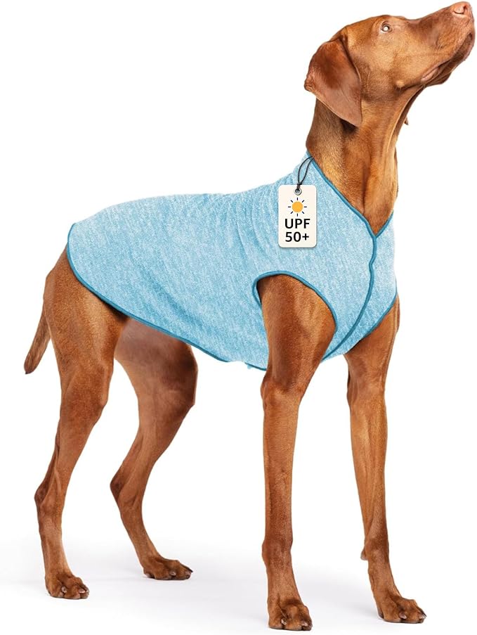 Goldpaw Dog Sun Shirt with UV Protection - Lightweight, Cooling Sun Protection Clothing for Medium Dogs - Reduce Heat Absorption - Pet Clothes Made in the USA - Machine Washable - Ocean Blue - Size 18